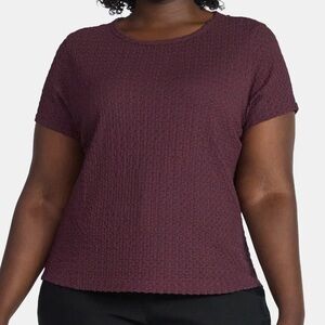 Terra & Sky New With Tags deep purple short sleeve textured shirt